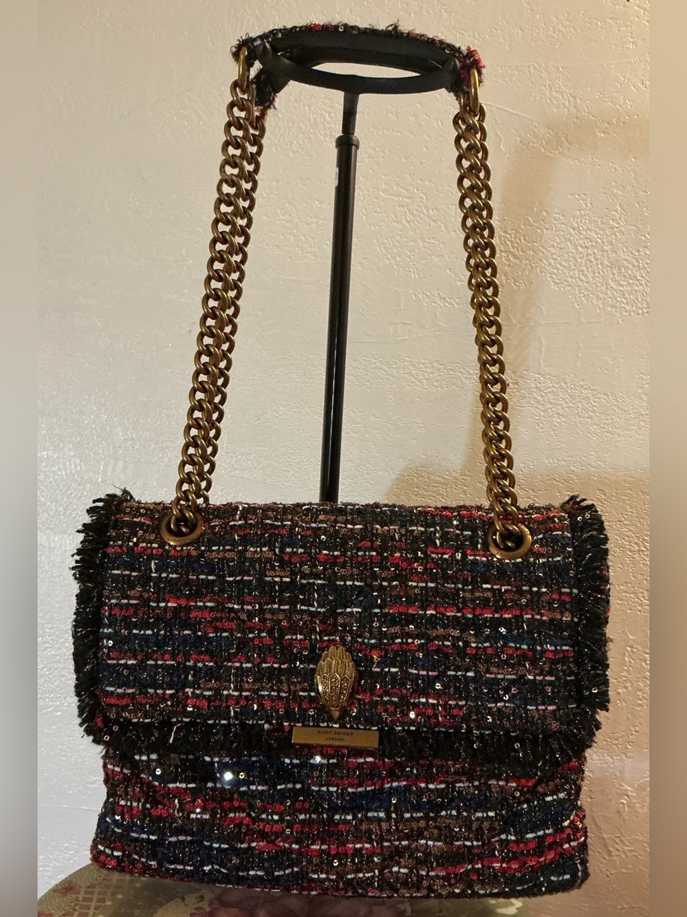Kurt Geiger London Kensington Tweed Shoulder Bag w/Chain Strap - Multicolor